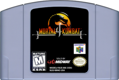 Mortal Kombat 4 Nintendo 64 N64 for fighting video game fans featuring classic Mortal Kombat characters intense 3D combat special moves finishing moves weapon attacks brutal battles multiple arenas and classic Nintendo 64 gameplay collectible retro gaming appeal game cartridge