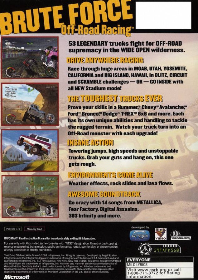 Test Drive: Off Road - Wide Open back cover art for Xbox (XBOX) video game