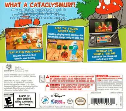 The Smurfs back of case for Nintendo 3DS (3DS) platformer video game