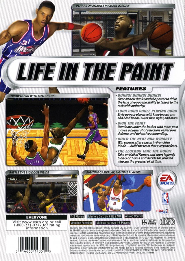 NBA Live 2002 – PlayStation 2 (PS2) basketball sports video game back of case