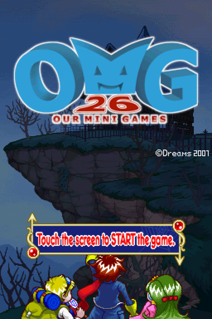 OMG 26: Our Mini Games start screen for Nintendo DS (DS) party mini-game collection video game