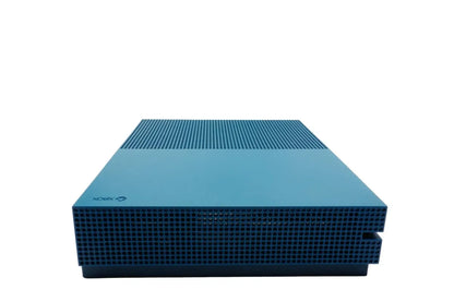 Xbox One S Console XONE Deep Blue Special Edition 500GB Good Condition Microsoft gaming system featuring deep blue special edition design 500GB internal storage Xbox One game compatibility 4K video playback HDR gaming wireless controller support online multiplayer entertainment streaming compact console hardware used gaming system home entertainment setup collectible Xbox console and gaming accessory appeal side panel
