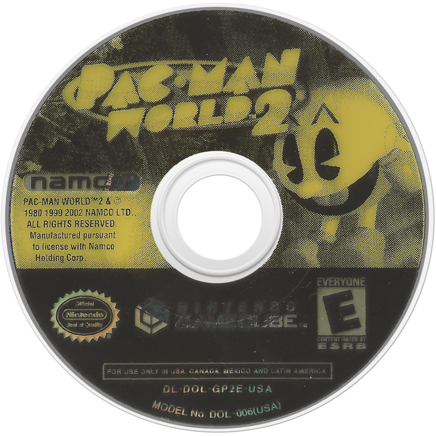 Pac-Man World 2 disc for Nintendo GameCube (GC) platforming adventure video game