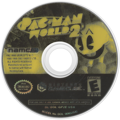 Pac-Man World 2 disc for Nintendo GameCube (GC) platforming adventure video game
