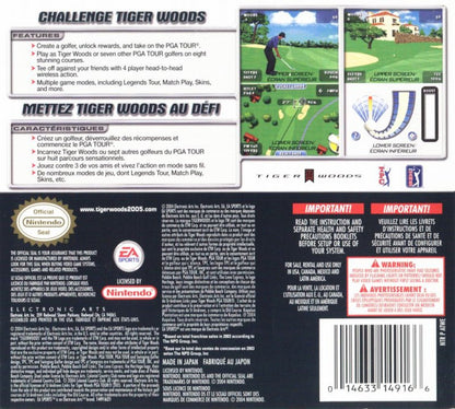 Tiger Woods PGA Tour back cover art for Nintendo DS (DS) video game