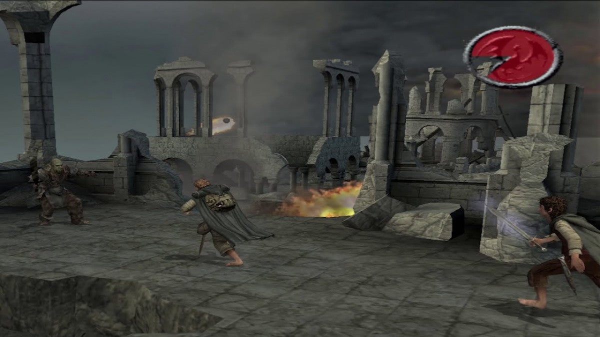 The Lord of the Rings The Return of the King Nintendo GameCube GCN for action adventure video game fans featuring hack and slash combat cooperative multiplayer epic battles inspired by the classic fantasy film heroic quests multiple playable characters cinematic gameplay collectible gaming appeal gameplay