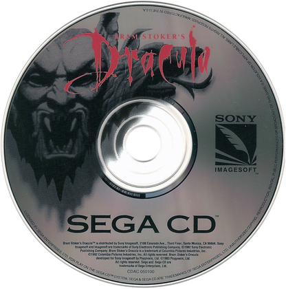 Bram Stokers Dracula Sega CD action platformer movie tie in based on film gothic horror vampire combat side scrolling gameplay castle exploration enemies boss battles cinematic FMV cutscenes retro gaming Sega CD software video game title disc