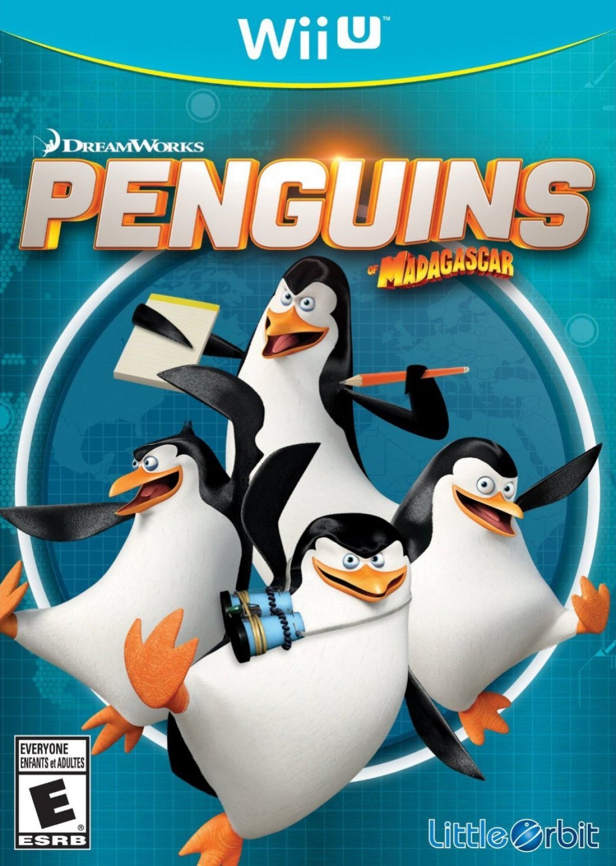 Penguins of Madagascar cover art for Nintendo Wii U (Wii U) adventure video game. 