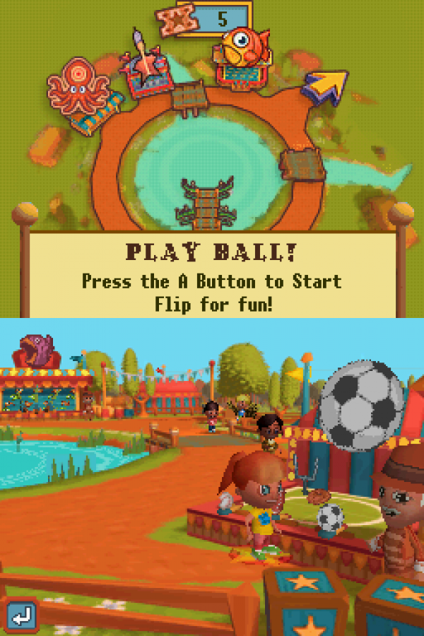 New Carnival Games for Nintendo DS, gameplay for a party mini-game video game with carnival-themed challenges, arcade-style gameplay, multiplayer modes, and casual family-friendly fun