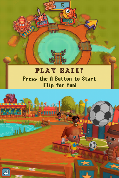New Carnival Games for Nintendo DS, gameplay for a party mini-game video game with carnival-themed challenges, arcade-style gameplay, multiplayer modes, and casual family-friendly fun