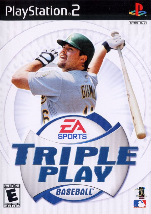 Triple Play Baseball for PlayStation 2 sports baseball video game featuring fast paced arcade style gameplay official MLB teams power ups and classic EA Sports baseball experience cover art
