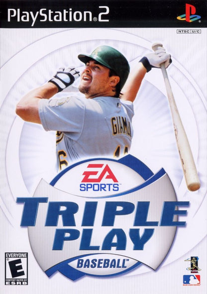 Triple Play Baseball for PlayStation 2 sports baseball video game featuring fast paced arcade style gameplay official MLB teams power ups and classic EA Sports baseball experience cover art