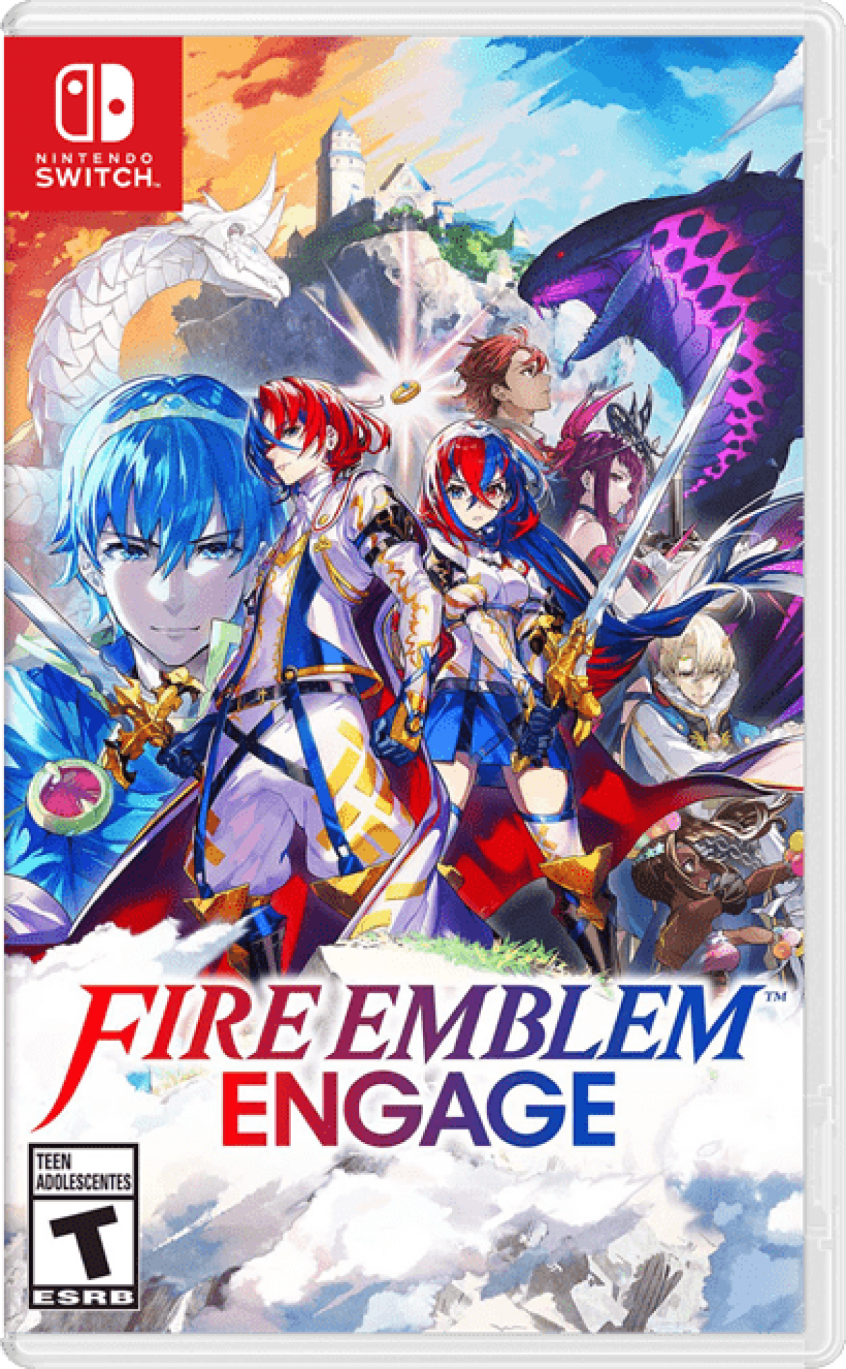 Fire Emblem Engage Nintendo Switch NS video game featuring tactical role playing gameplay turn based strategy battles character recruitment team building weapon combat fantasy adventure Emblem Rings iconic Fire Emblem heroes character development and story driven gameplay Nintendo Switch gaming cover art
