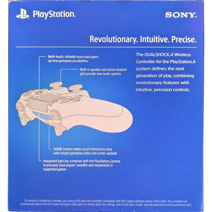 PS4 Dualshock 4 Crystal Controller for PlayStation 4 (PS4) accessory featuring a translucent crystal style shell with the standard Dualshock 4 layout including touchpad light bar and built in rechargeable battery; ideal as a primary or spare controller for PS4 gameplay and compatible titles back of real box
