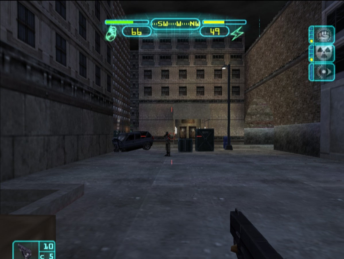 Deus Ex: The Conspiracy for PlayStation 2 with cyberpunk-themed stealth and action-RPG gameplay 