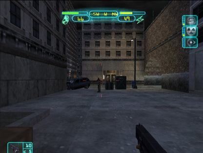 Deus Ex: The Conspiracy for PlayStation 2 with cyberpunk-themed stealth and action-RPG gameplay 