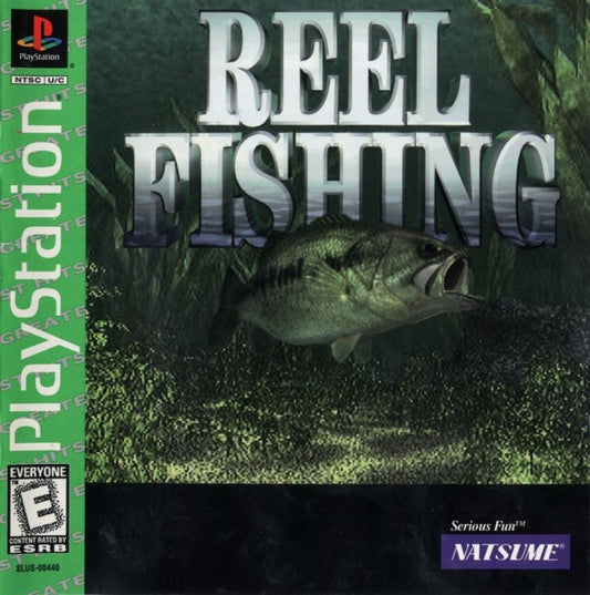 Reel Fishing [Greatest Hits] cover art for PlayStation 1 (PS1) fishing video game. 