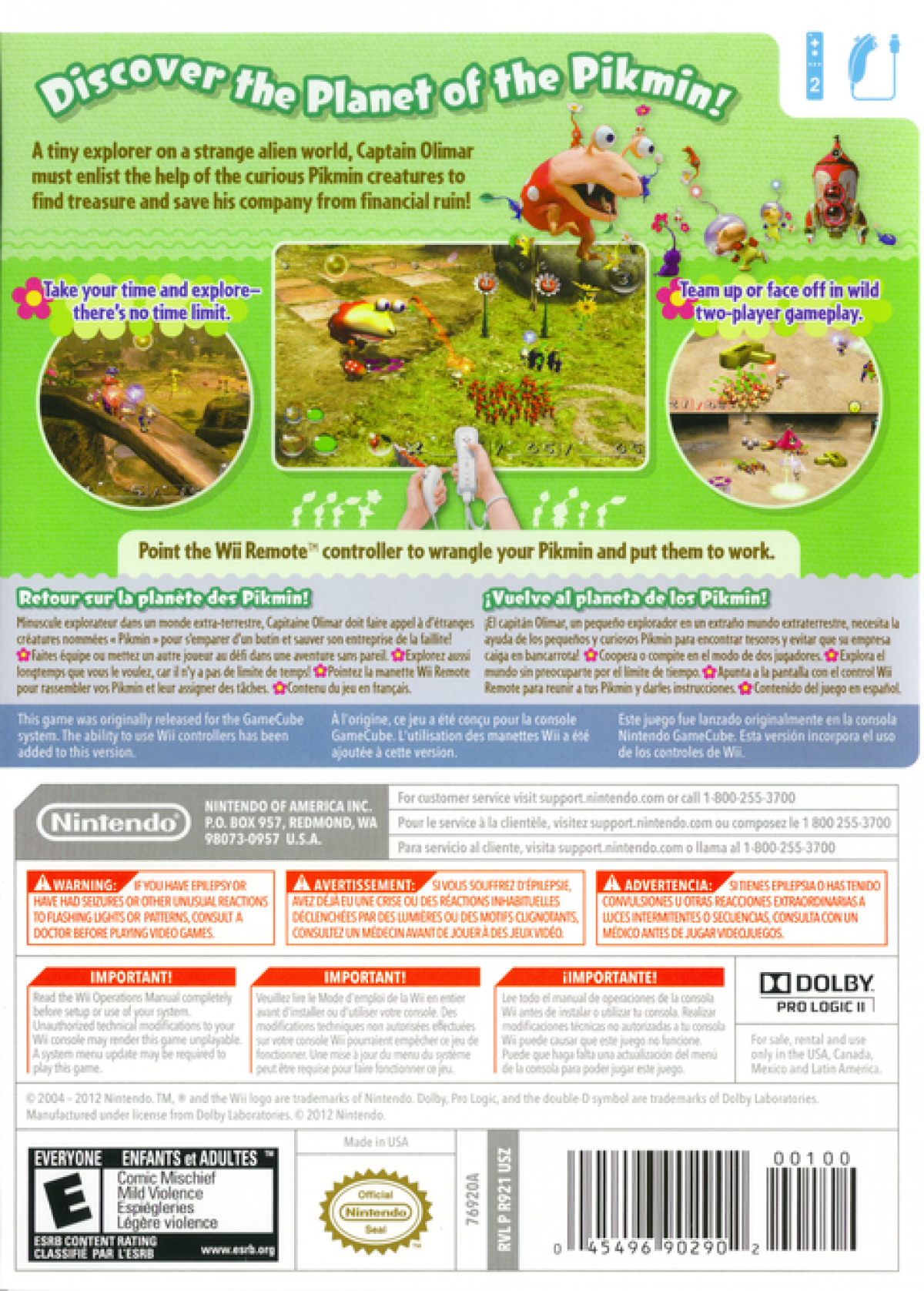 Pikmin 2 [Nintendo Selects] – Nintendo Wii (Wii) real-time strategy puzzle adventure video game back of case