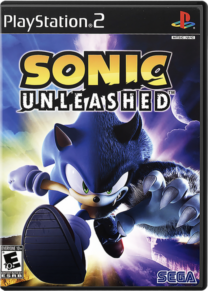 Sonic Unleashed – PlayStation 2 (PS2) video game cover image, action-adventure platformer.