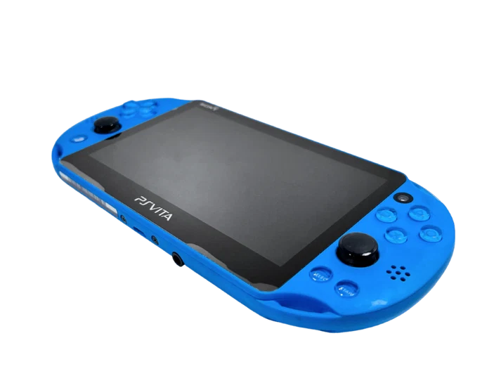 PlayStation Vita PS Vita 2000 Slim Blue handheld gaming system featuring slim lightweight design vibrant LCD display dual analog sticks front and rear touch controls built in cameras Wi Fi connectivity downloadable PlayStation games portable Sony gaming rechargeable battery collectible gaming appeal