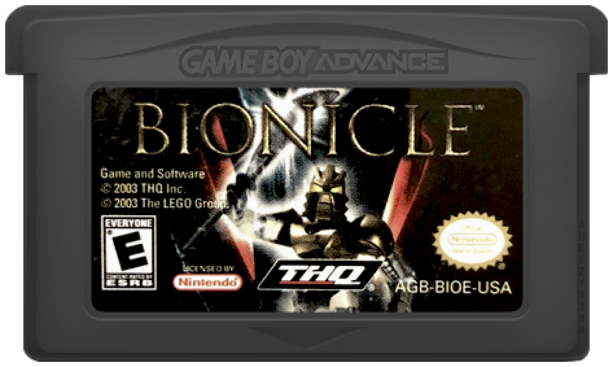 Bionicle Game Boy Advance GBA action-adventure video game based on the LEGO theme with elemental masks combat and puzzle-solving cartridge