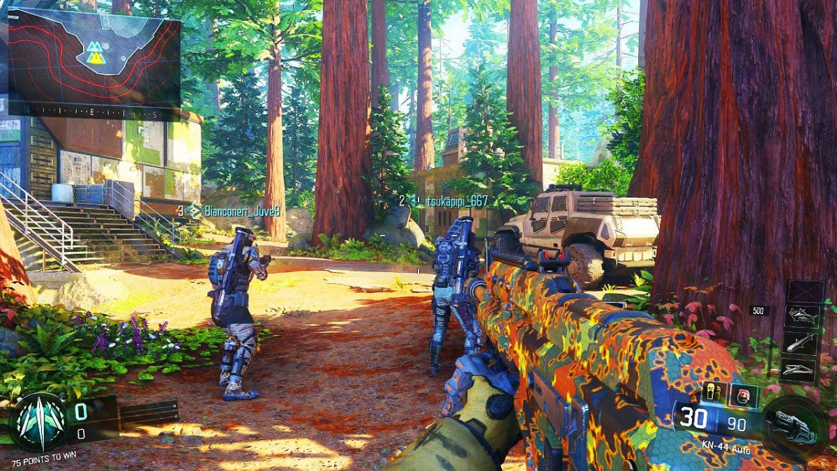 Call of Duty: Black Ops III [Gold Edition] for PlayStation 4 (PS4) at Gamers INC, featuring the complete futuristic warfare experience with the full base game, the "Awakening" DLC pack including four multiplayer maps and the Der Eisendrache Zombies chapter, and the fan-favorite Nuk3town bonus map gameplay screenshot