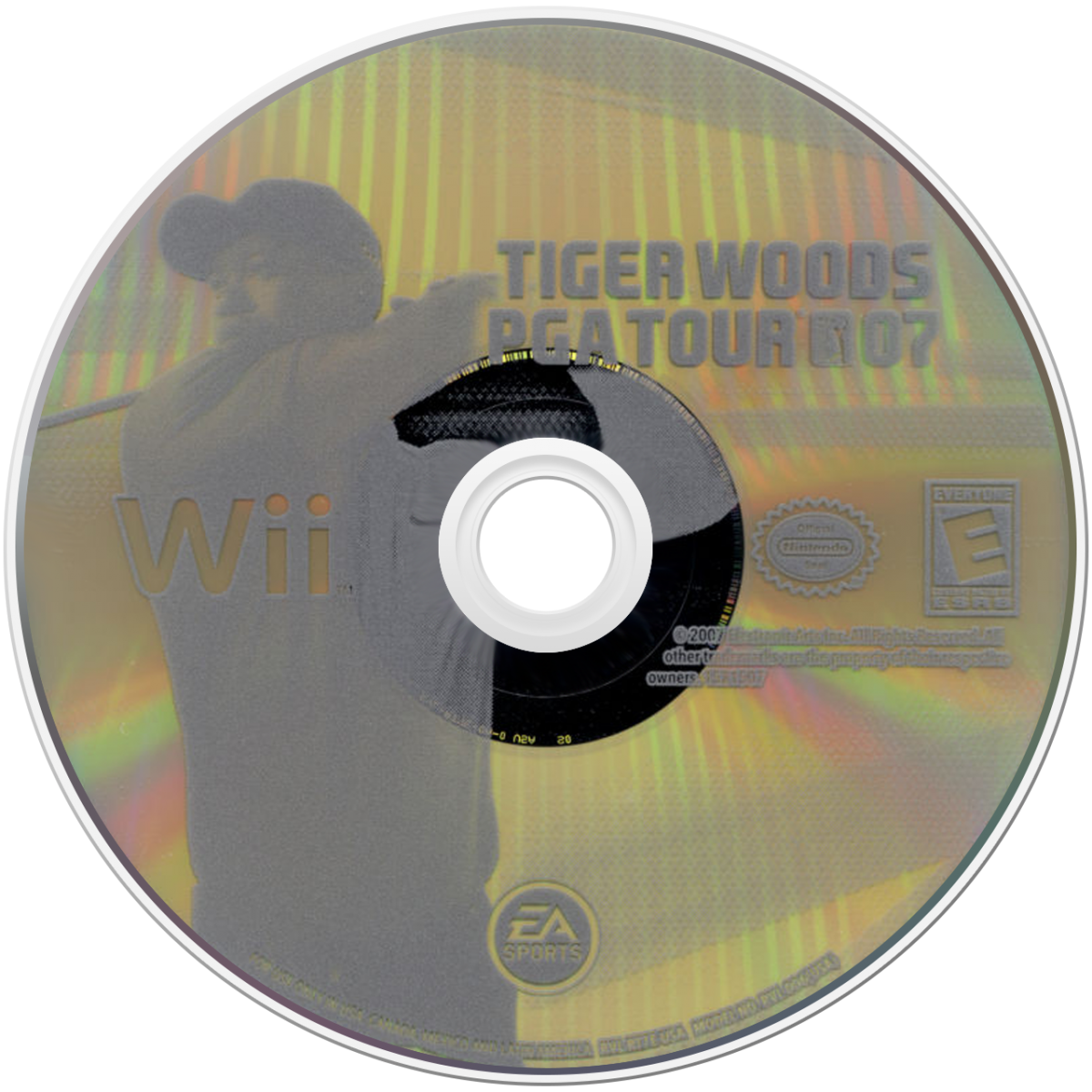 Tiger Woods PGA Tour 2007 Nintendo Wii for golf sports video game fans featuring Tiger Woods PGA Tour gameplay realistic golf courses swing controls motion based gameplay career mode tournament competition multiplayer matches character customization and classic EA Sports gaming collectible appeal disc