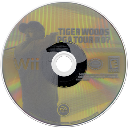 Tiger Woods PGA Tour 2007 Nintendo Wii for golf sports video game fans featuring Tiger Woods PGA Tour gameplay realistic golf courses swing controls motion based gameplay career mode tournament competition multiplayer matches character customization and classic EA Sports gaming collectible appeal disc