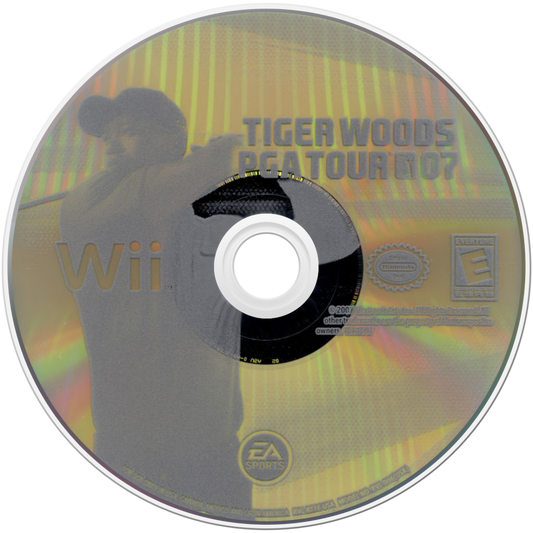 Tiger Woods PGA Tour 2007 Nintendo Wii for golf sports video game fans featuring Tiger Woods PGA Tour gameplay realistic golf courses swing controls motion based gameplay career mode tournament competition multiplayer matches character customization and classic EA Sports gaming collectible appeal disc
