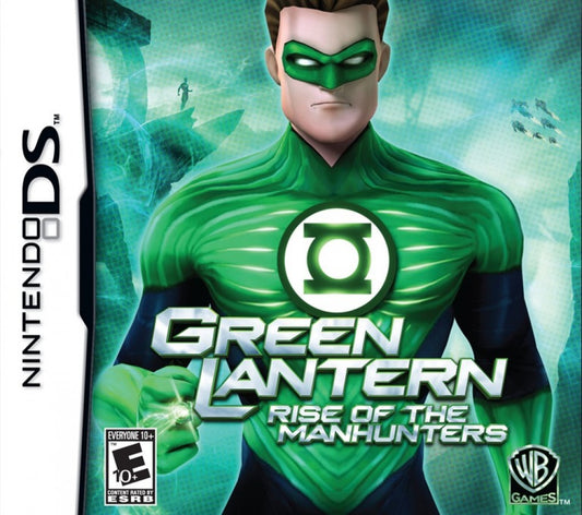 Green Lantern Rise of the Manhunters Nintendo DS video game, action adventure, superhero gameplay, DC Comics title, handheld console release cover art