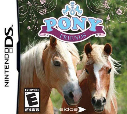 Pony Friends cover art for Nintendo DS (DS) horse care simulation video game