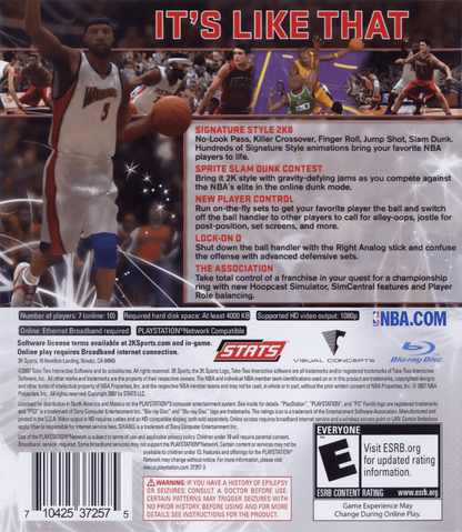 NBA 2K8 back cover art for PlayStation 3 (PS3) video game