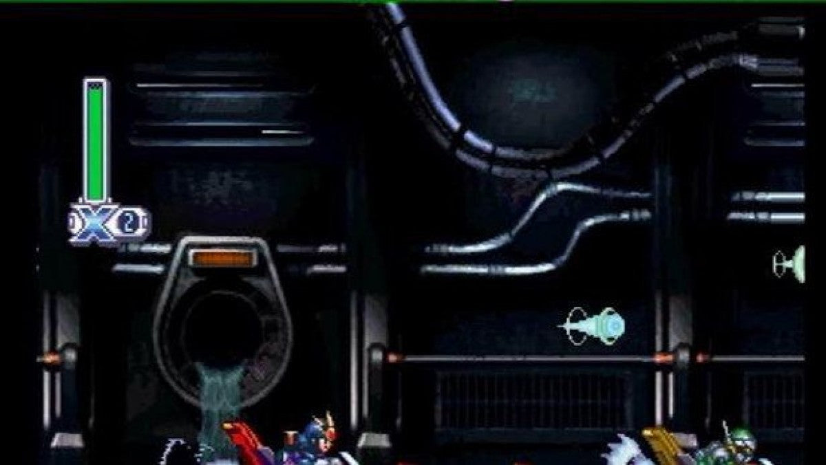Mega Man X Collection PlayStation 2 (PS2) gameplay showing classic characters and bold retro graphics.