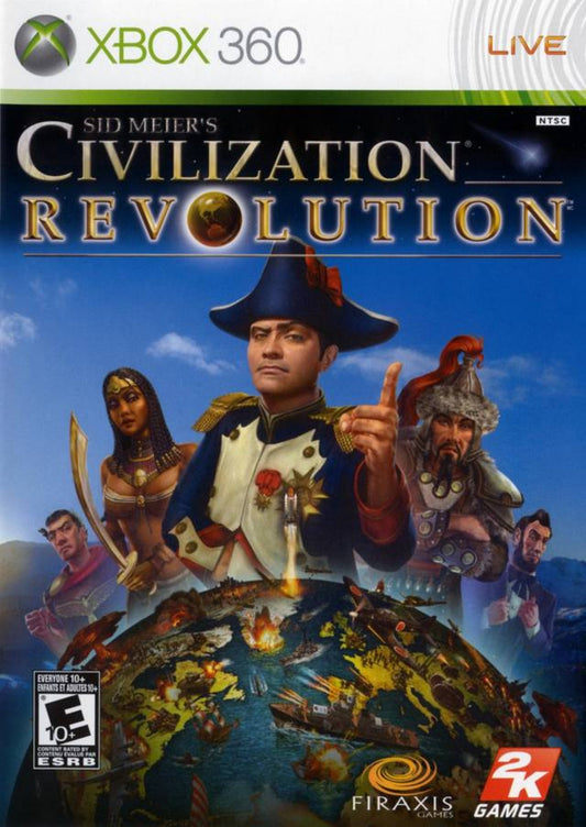 Civilization Revolution for Xbox 360 turn based strategy video game featuring empire building technology research diplomacy conquest and immersive Sid Meier civilization franchise gameplay experience cover art