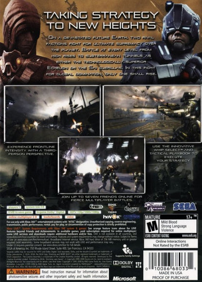 Stormrise back of case for Xbox 360 (X360) real-time tactics strategy video game