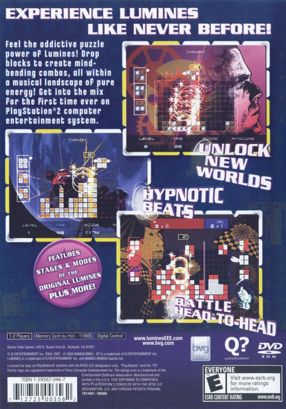 Lumines Plus back cover art for PlayStation 2 (PS2) video game