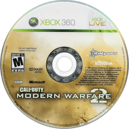 Call of Duty: Modern Warfare 2 disc for Xbox 360 (X360) first-person shooter video game