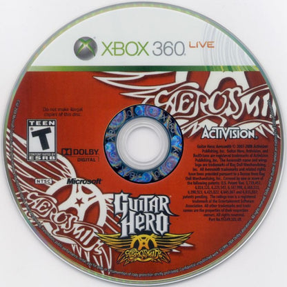 Guitar Hero: Aerosmith disc for Xbox 360 (X360) music rhythm video game