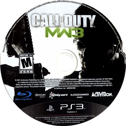 Call of Duty: Modern Warfare 3 disc art for PlayStation 3 (PS3) video game 