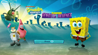 SpongeBob SquarePants: Plankton's Robotic Revenge start screen for Xbox 360 (X360) action-adventure platformer video game