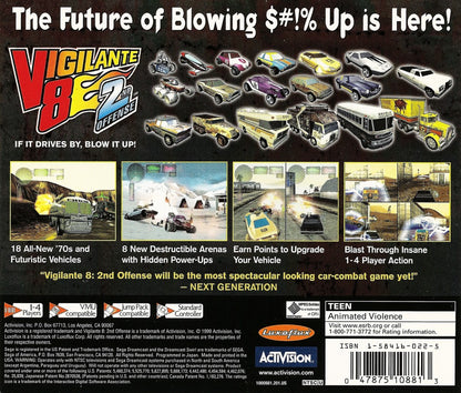 Vigilante 8 Second Offense Sega Dreamcast retro video game vehicular combat back of case