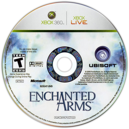 Enchanted Arms Xbox 360 for retro video game enthusiasts featuring fantasy role playing gameplay turn based combat strategic party building magical golem companions expansive world exploration character progression systems and immersive JRPG gaming experience and collectible gaming appeal disc