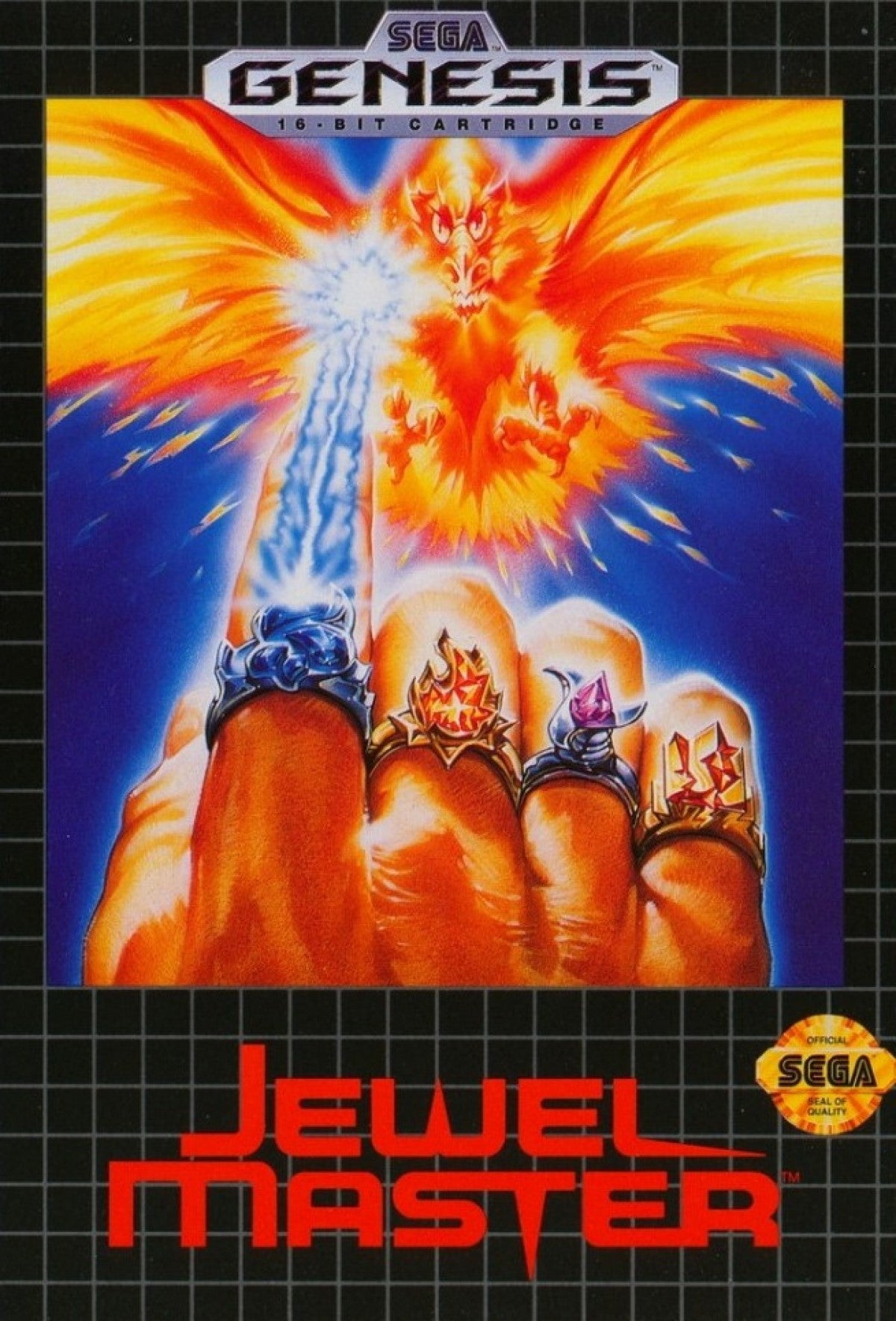 Jewel Master Sega Genesis GEN for retro video game enthusiasts featuring action platforming gameplay fantasy adventure magical ring powers elemental abilities challenging stages mythological enemies classic 16 bit action and collectible gaming appeal front cover