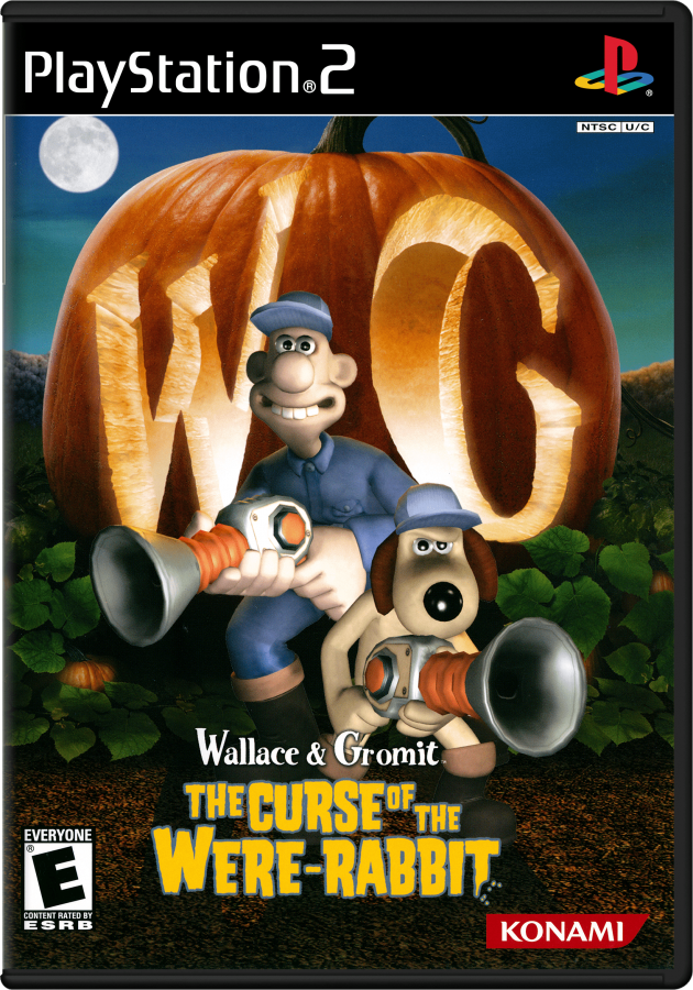 Wallace & Gromit: Curse of the Were-Rabbit – PlayStation 2 (PS2) video game cover image, action-adventure platformer.