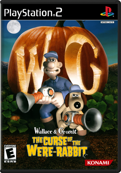 Wallace & Gromit: Curse of the Were-Rabbit – PlayStation 2 (PS2) video game cover image, action-adventure platformer.