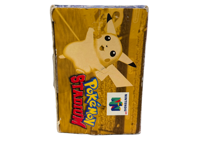 Pokemon Stadium Nintendo 64 N64 battle simulator game 3D Pokemon battles transfer pak compatibility mini games tournament mode multiplayer Nintendo classic retro gaming cartridge video game title side of box