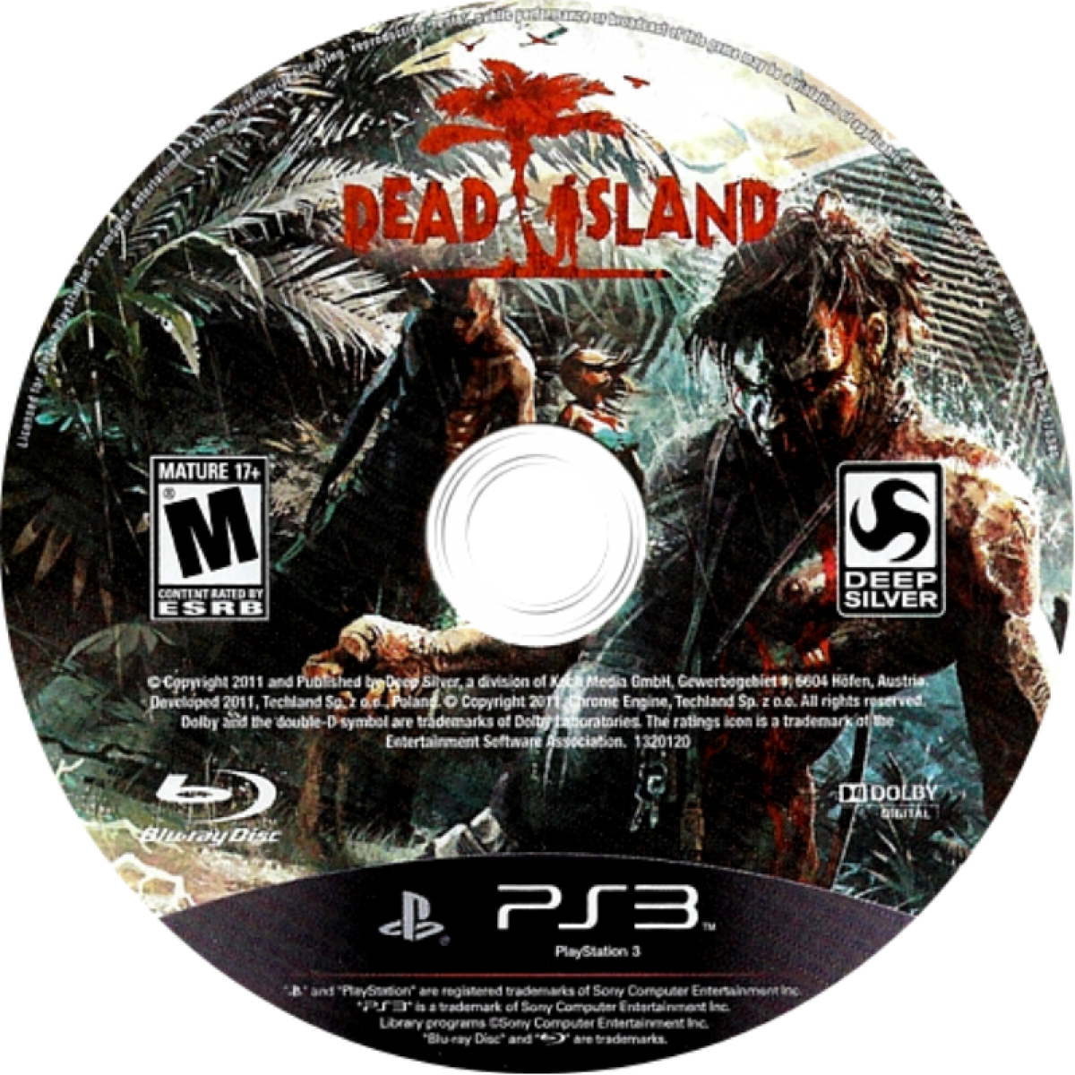 Dead Island disc art for PlayStation 3 (PS3) video game
