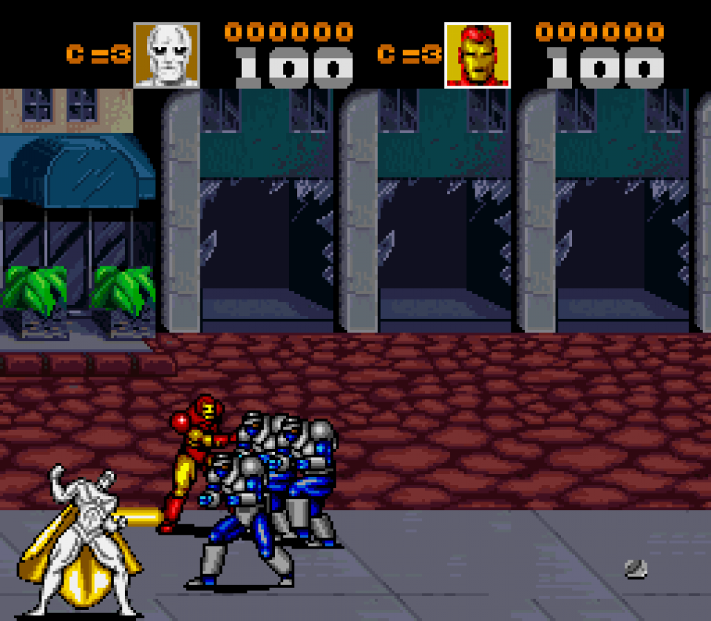 Captain America and the Avengers retro SNES video game Captain America Marvel superhero beat em up action combat cooperative gameplay arcade style adventure console title Super Nintendo release gameplay