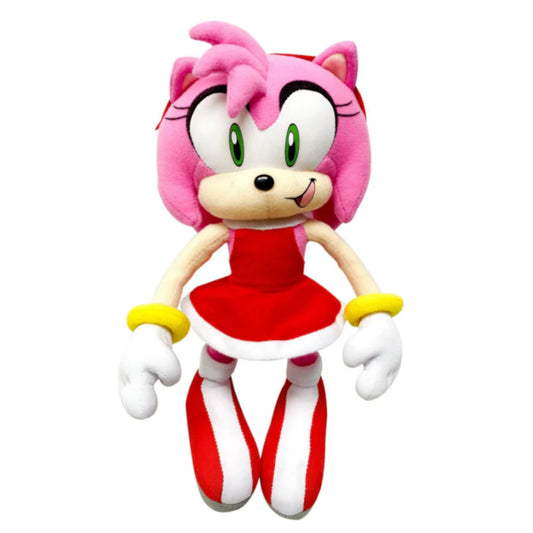 Amy Rose plush 9 inch soft collectible plush toy featuring Amy Rose from Sonic the Hedgehog with bright colors detailed stitching and a cuddly 9 inch size perfect for fans and display