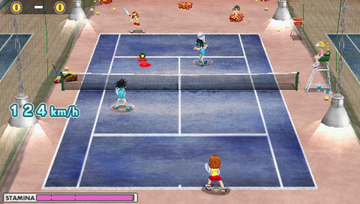 Hot Shots Tennis Get a Grip PlayStation Portable game featuring arcade-style tennis gameplay and colorful character action screenshot